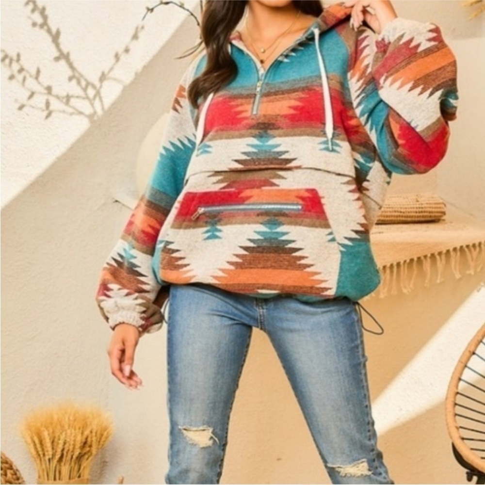 Mainstrip Aztec Hooded Pullover